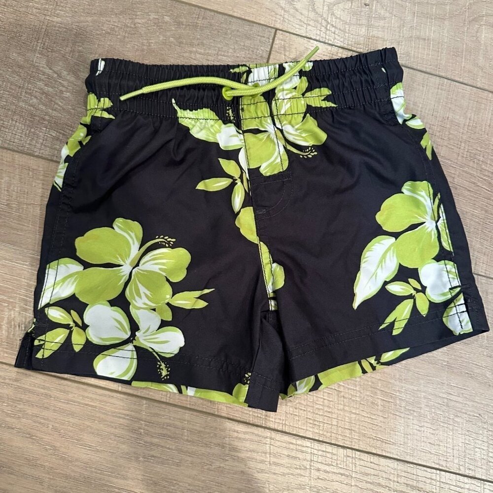 OLD NAVY GRAY FLORAL BOYS SWIM TRUNKS XS 5